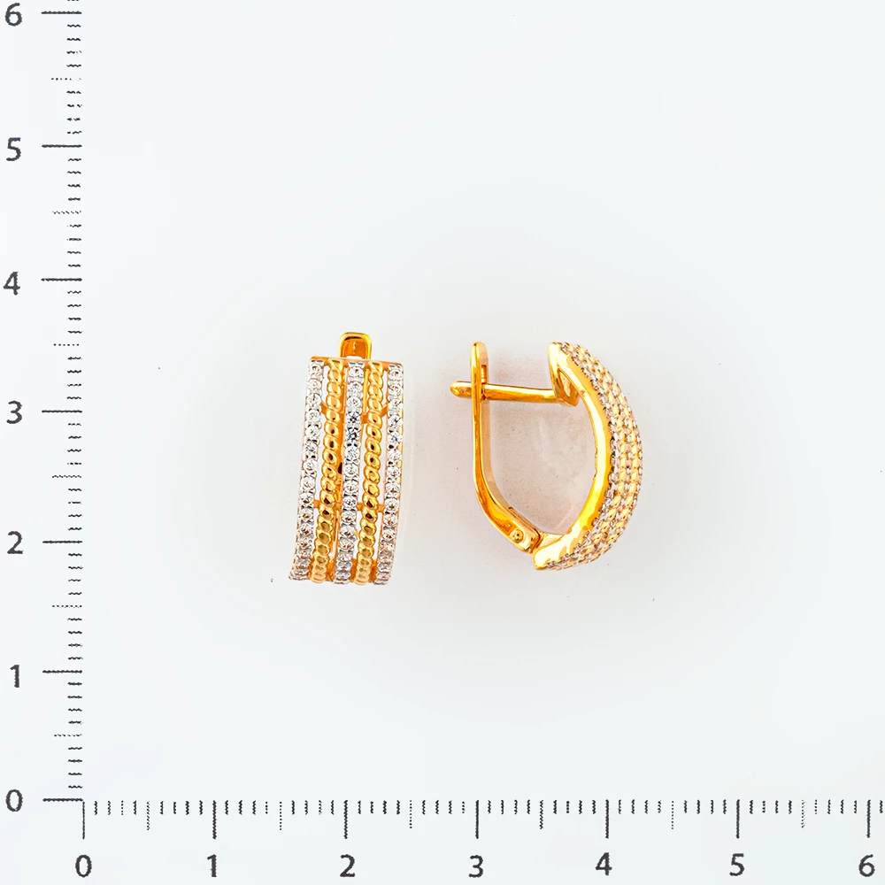 Серьги с фианитом из красного золота 585 пробы