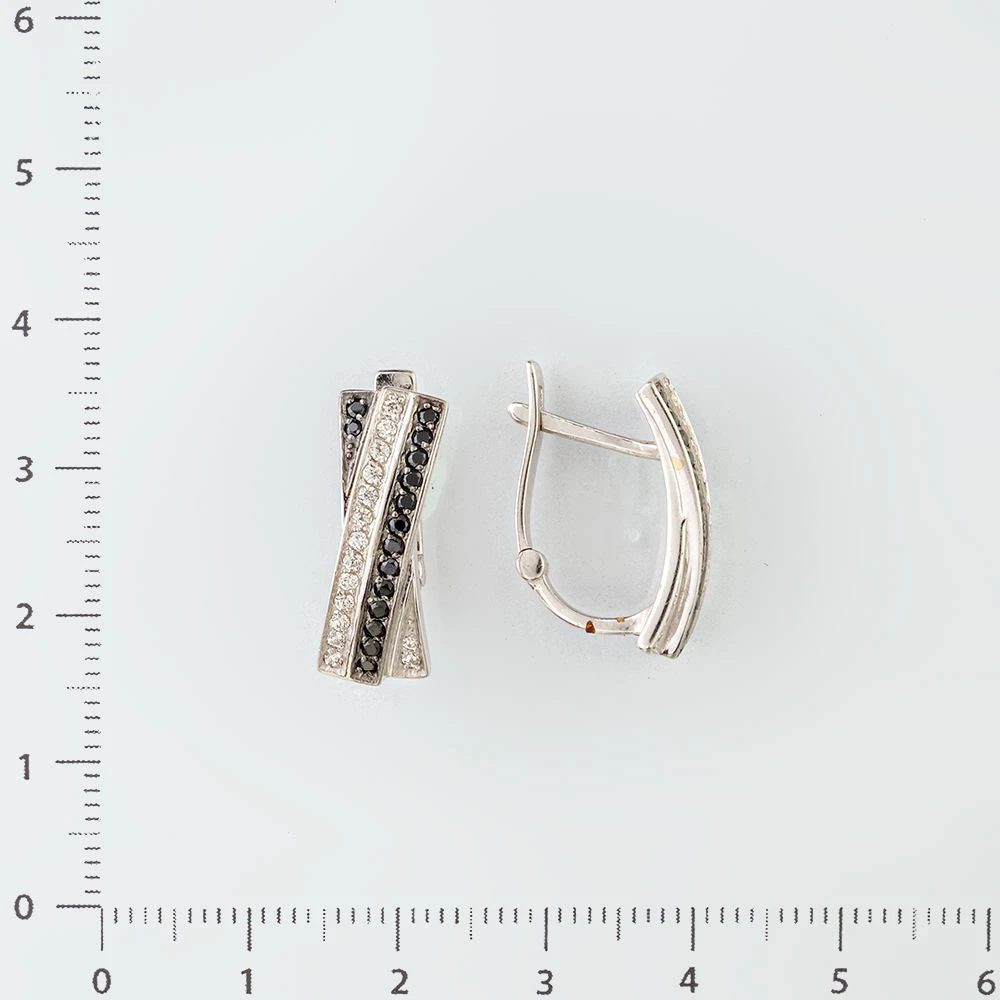 Серьги с фианитом из белого золота 585 пробы