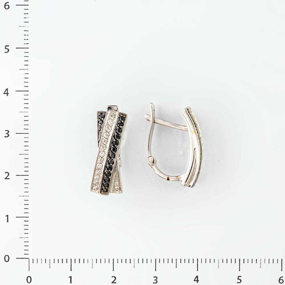 Серьги с фианитом из белого золота 585 пробы