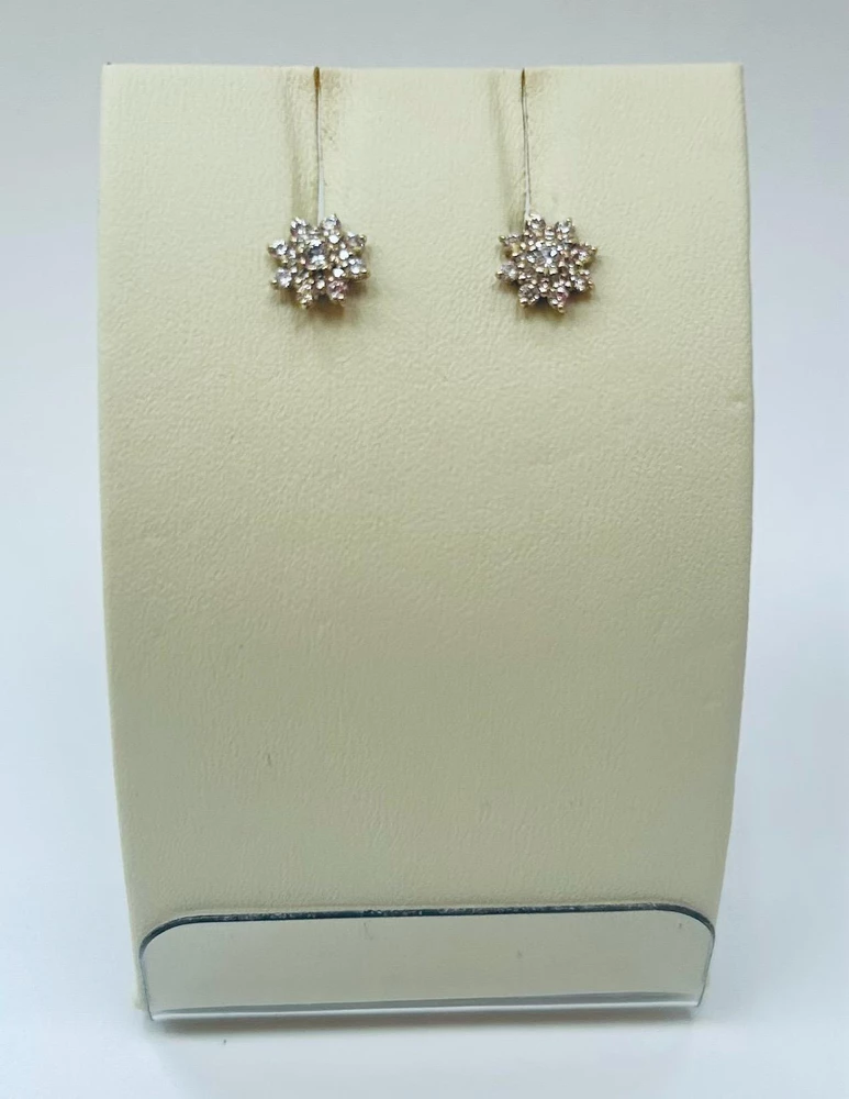 Серьги с фианитом из красного золота 585 пробы