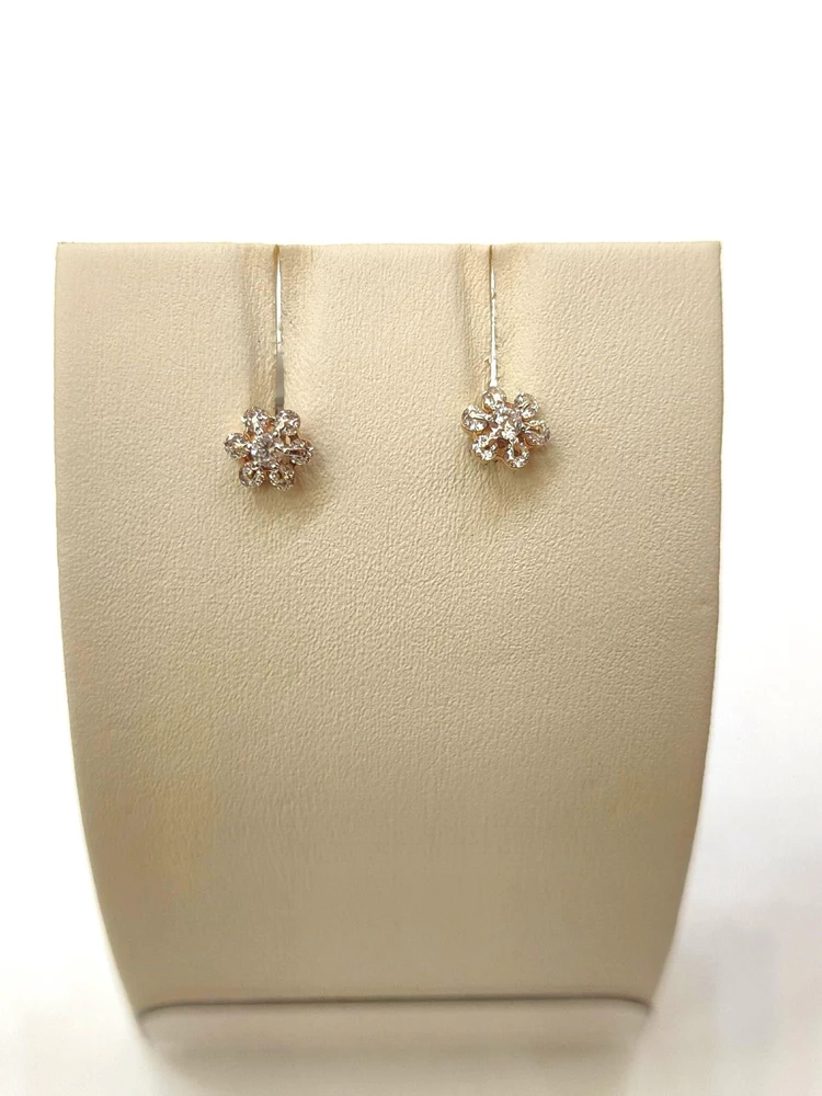 Серьги с фианитом из красного золота 585 пробы