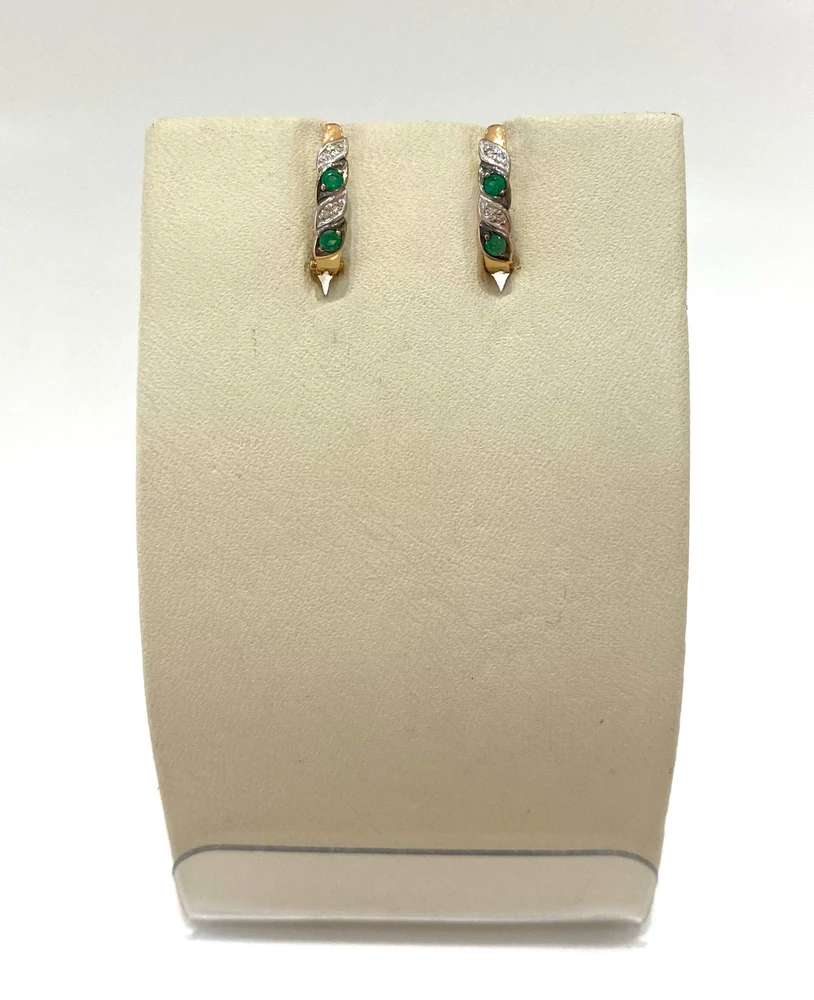 Серьги с изумрудом из красного золота 585 пробы