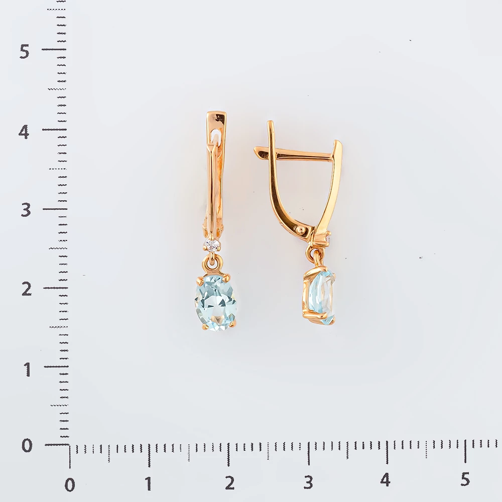Серьги с топазом из красного золота 585 пробы 2