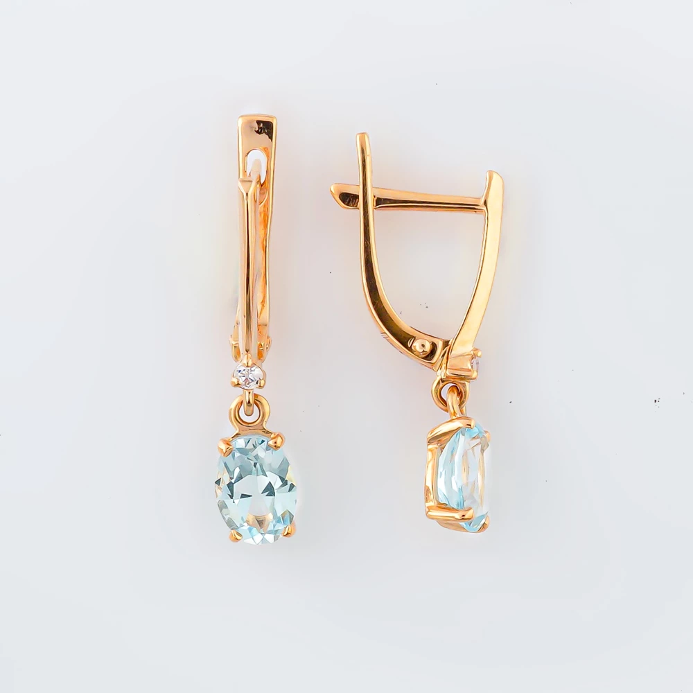 Серьги с топазом из красного золота 585 пробы 1