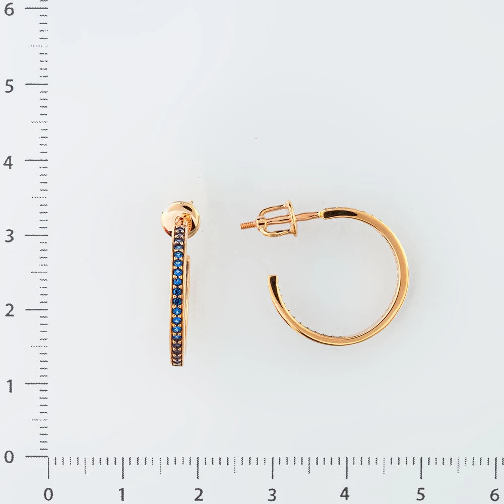 Серьги конго с фианитом из красного золота 585 пробы