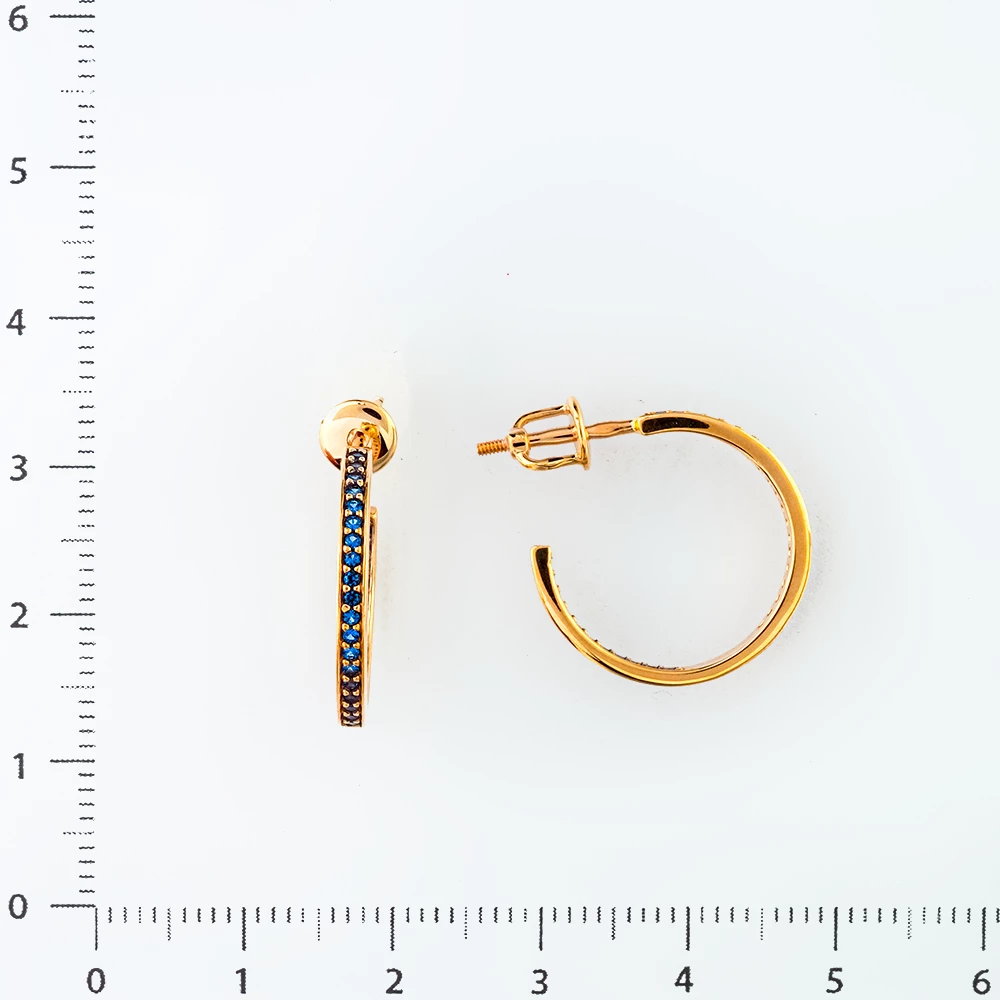 Серьги конго с фианитом из красного золота 585 пробы