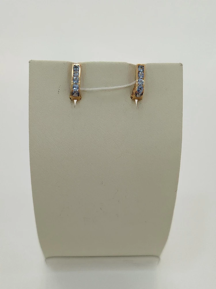 Серьги с фианитом из красного золота 585 пробы