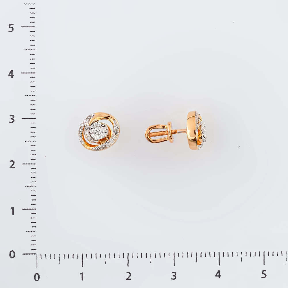 Серьги с бриллиантом из красного золота 585 пробы