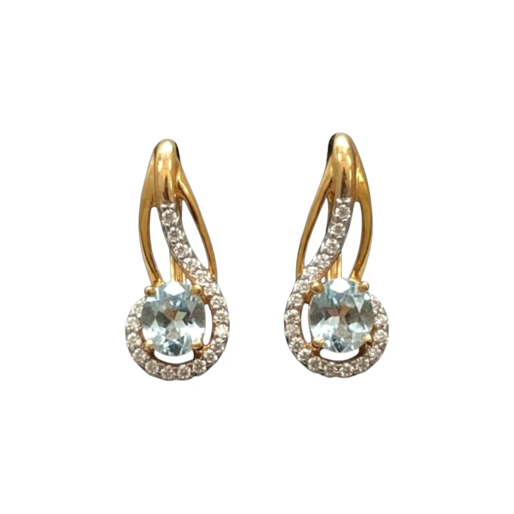 Серьги с топазом из красного золота 375 пробы