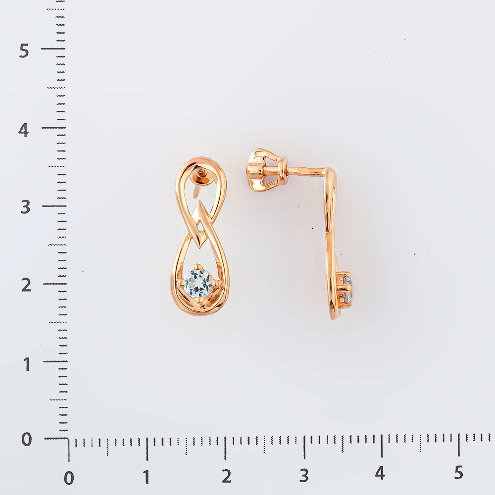 Серьги с топазом из красного золота 585 пробы