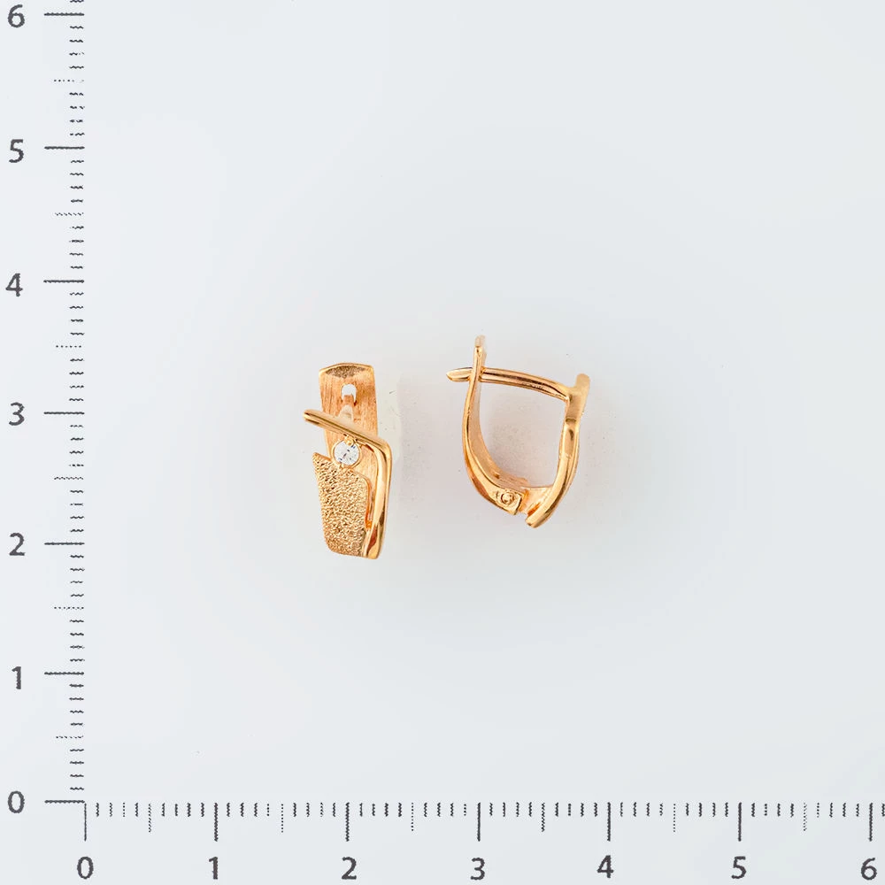 Серьги с фианитом из красного золота 585 пробы