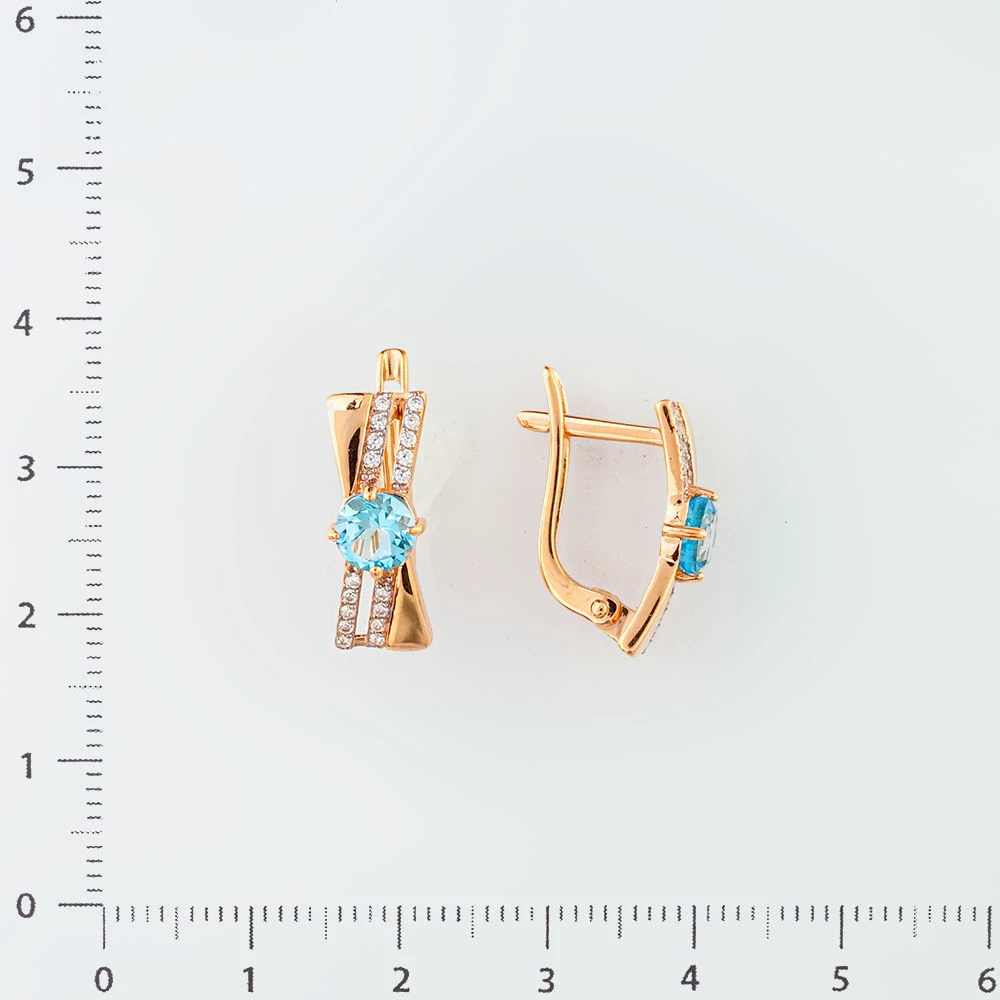 Серьги с топазом из красного золота 585 пробы