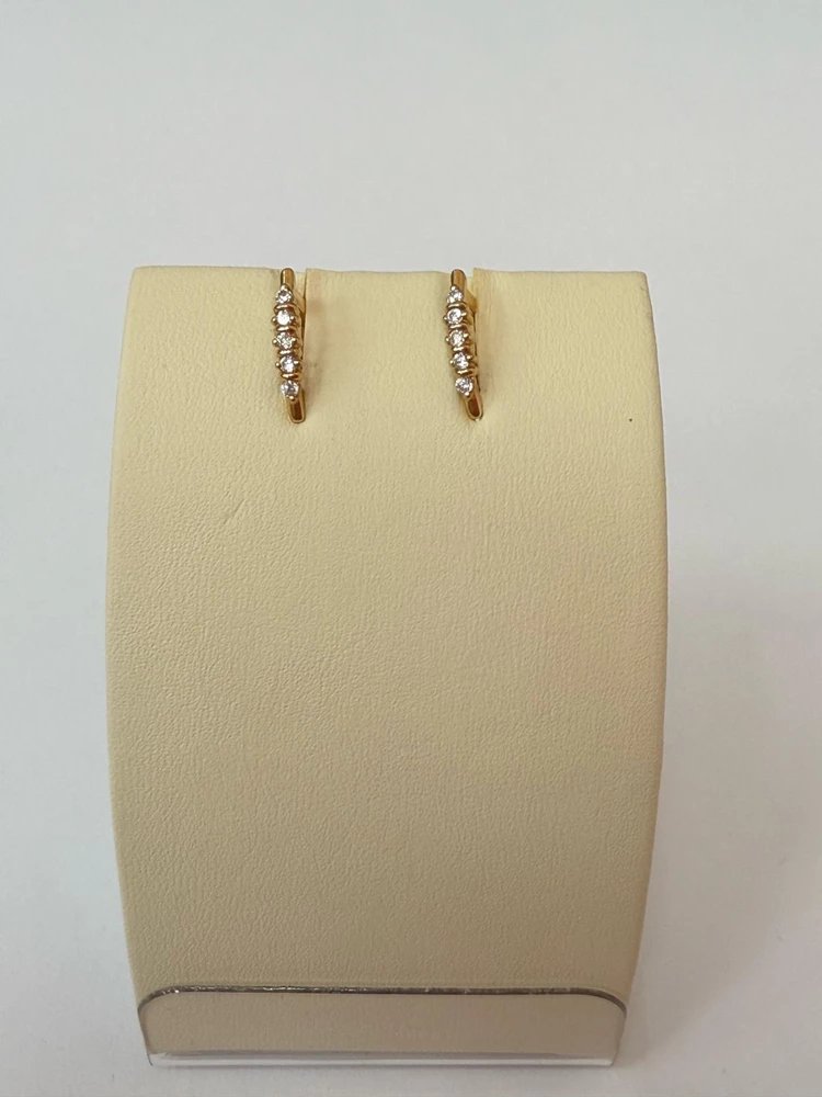 Серьги с фианитом из красного золота 585 пробы