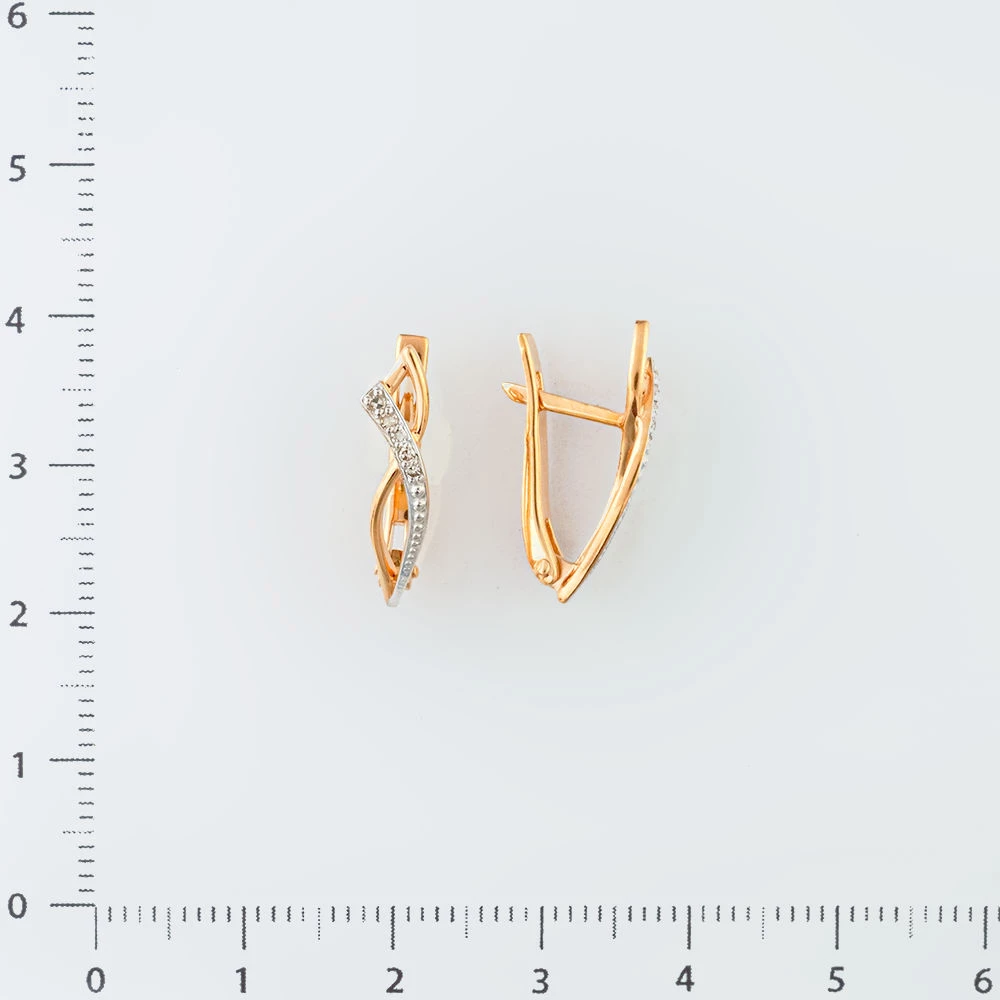 Серьги с бриллиантом из красного золота 585 пробы