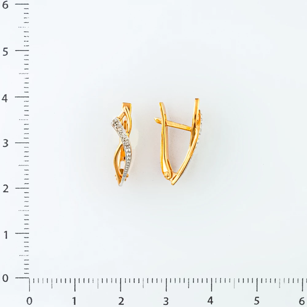Серьги с бриллиантом из красного золота 585 пробы