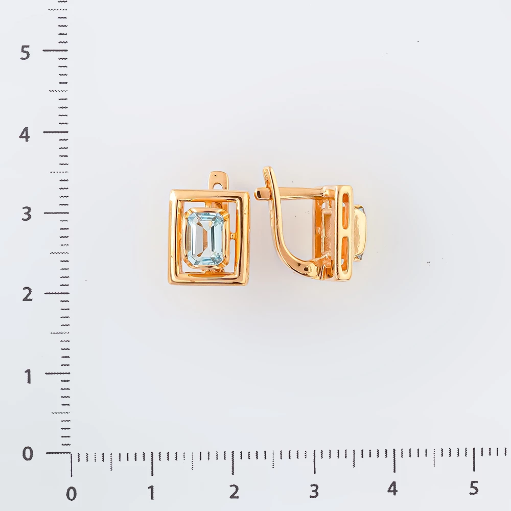 Серьги с топазом из красного золота 585 пробы