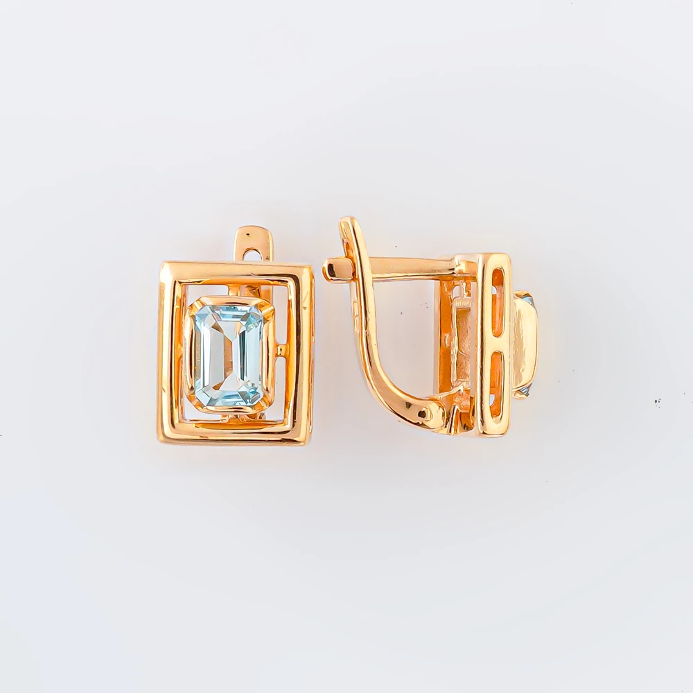 Серьги с топазом из красного золота 585 пробы