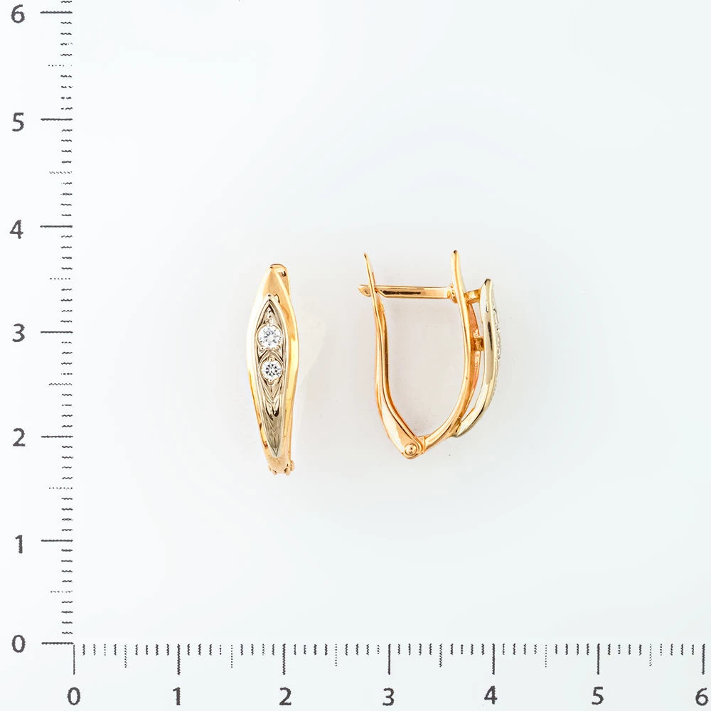 Серьги с фианитом из красного золота 585 пробы