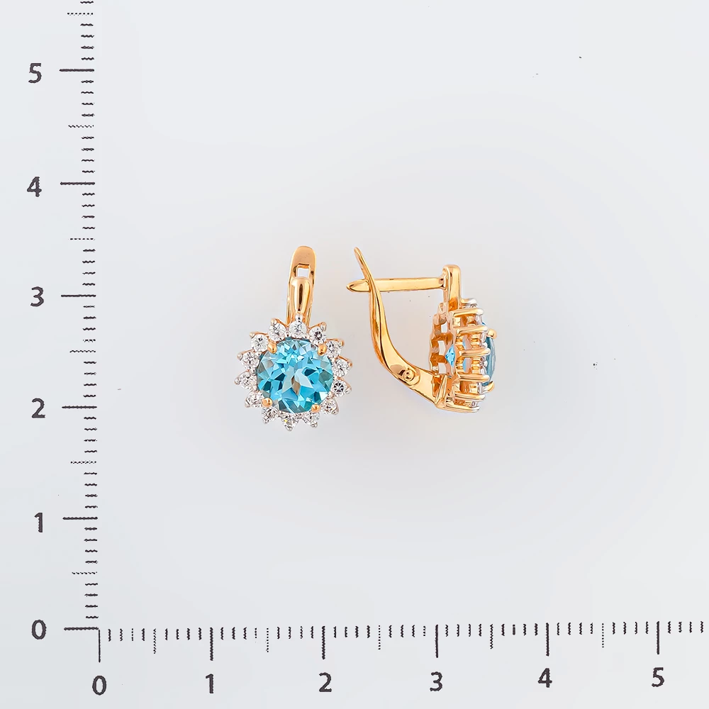Серьги с топазом из красного золота 585 пробы
