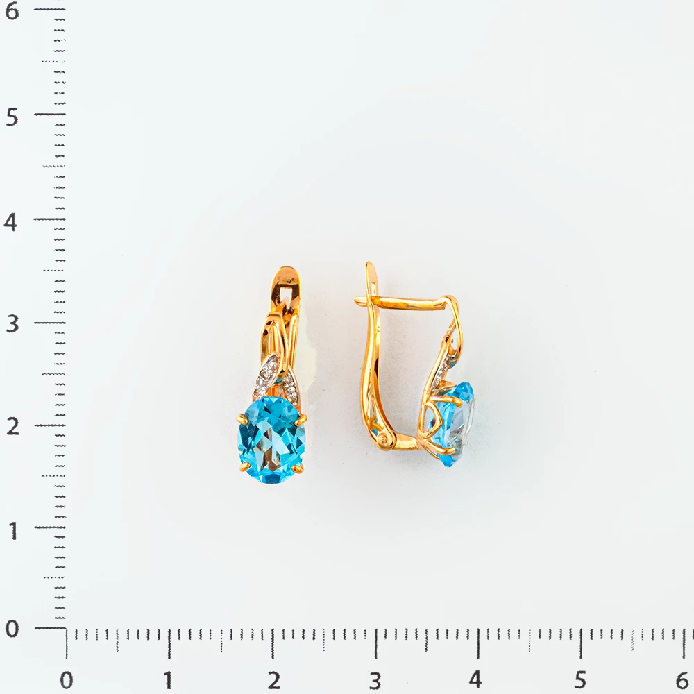 Серьги с топазом из белого золота 585 пробы