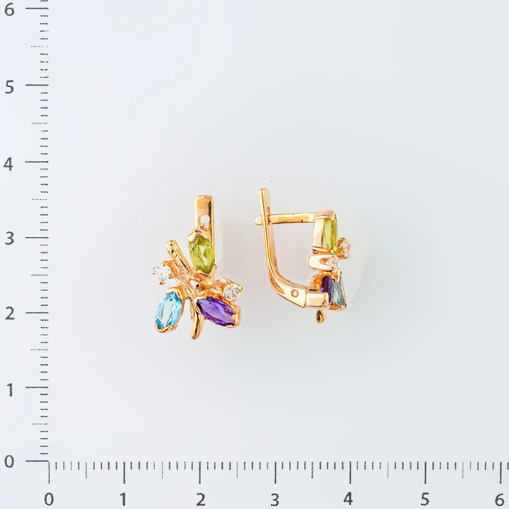 Серьги с топазом из красного золота 585 пробы