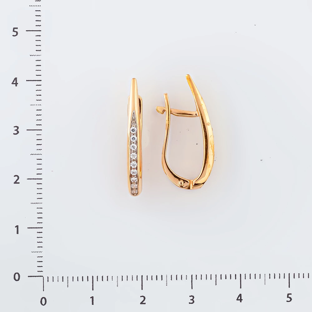 Серьги с фианитом из красного золота 585 пробы