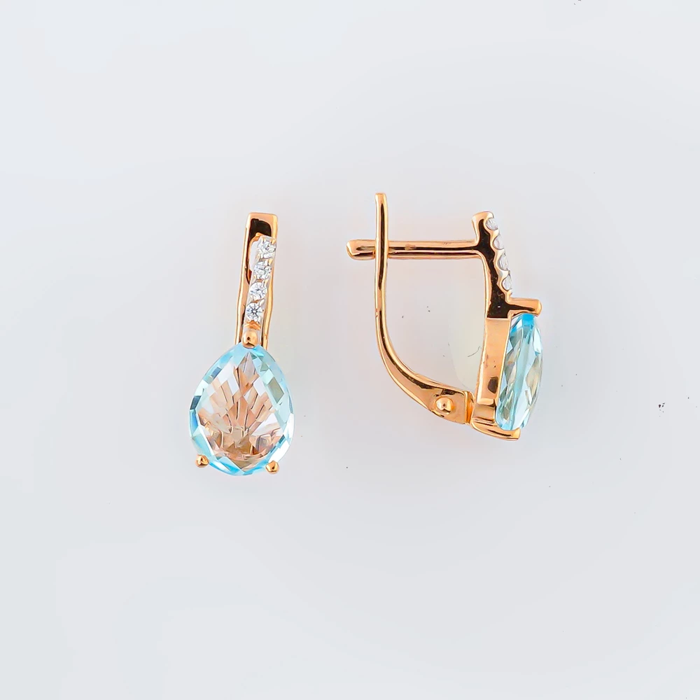 Серьги с топазом из красного золота 585 пробы