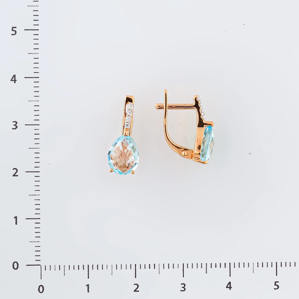 Серьги с топазом из красного золота 585 пробы