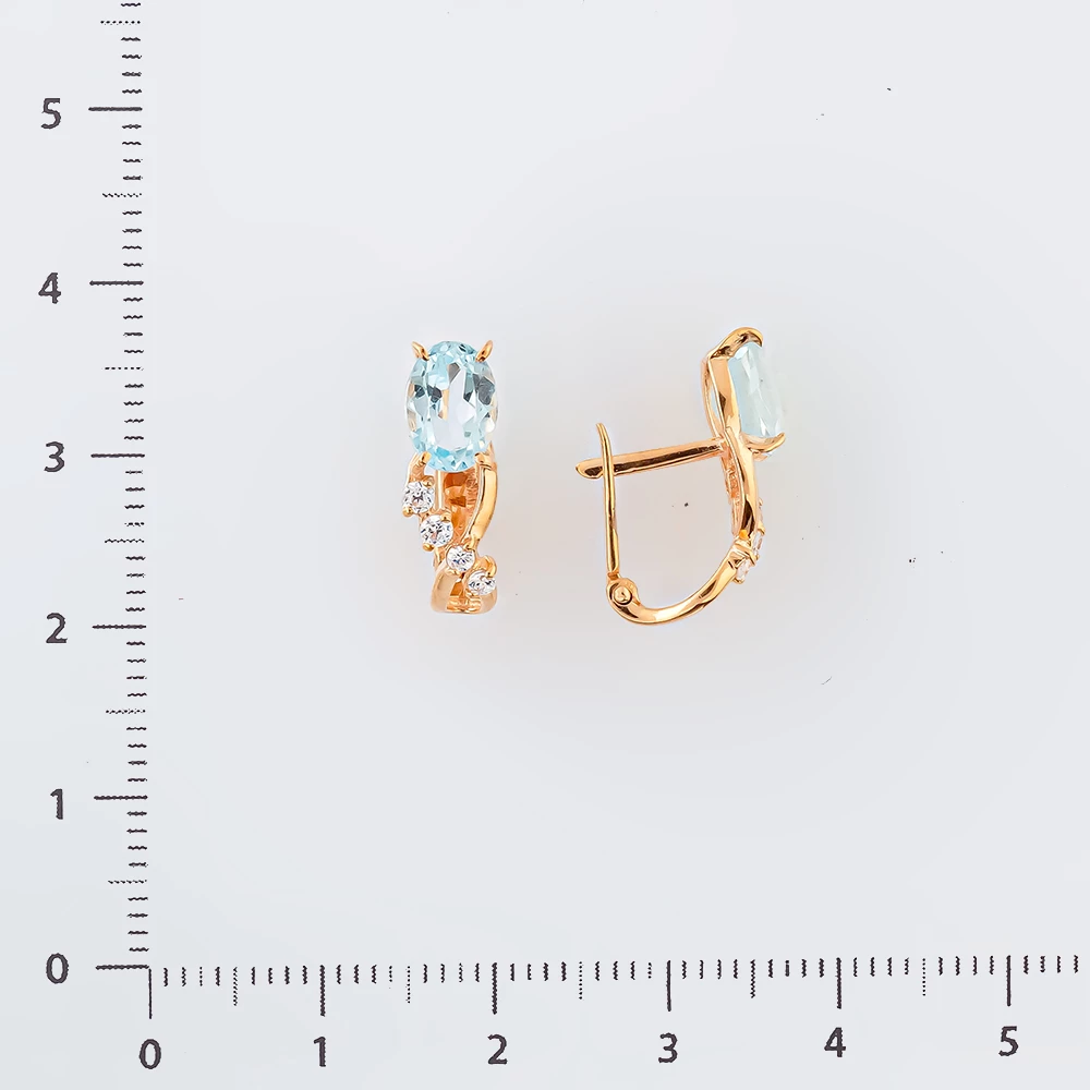 Серьги с топазом из красного золота 585 пробы