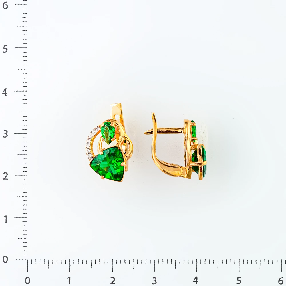 Серьги с ситаллом из красного золота 585 пробы