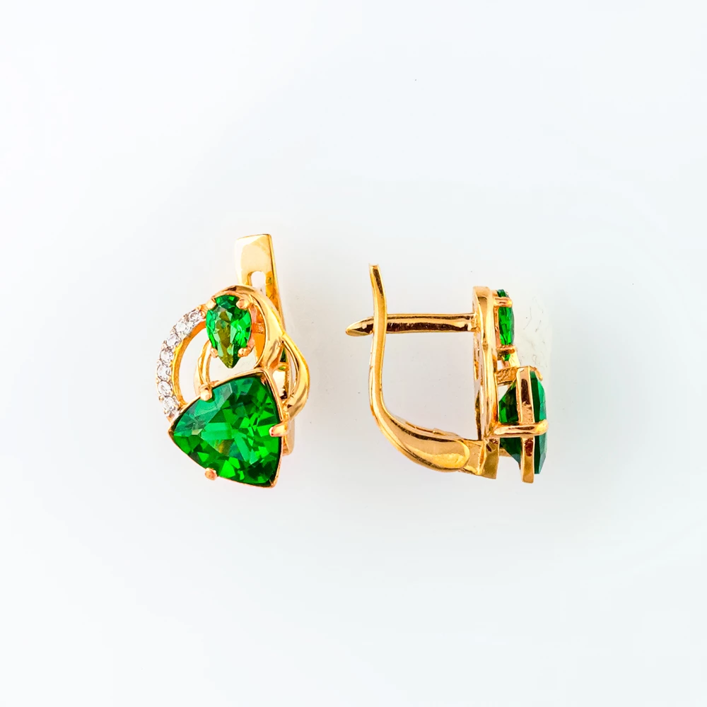 Серьги с ситаллом из красного золота 585 пробы