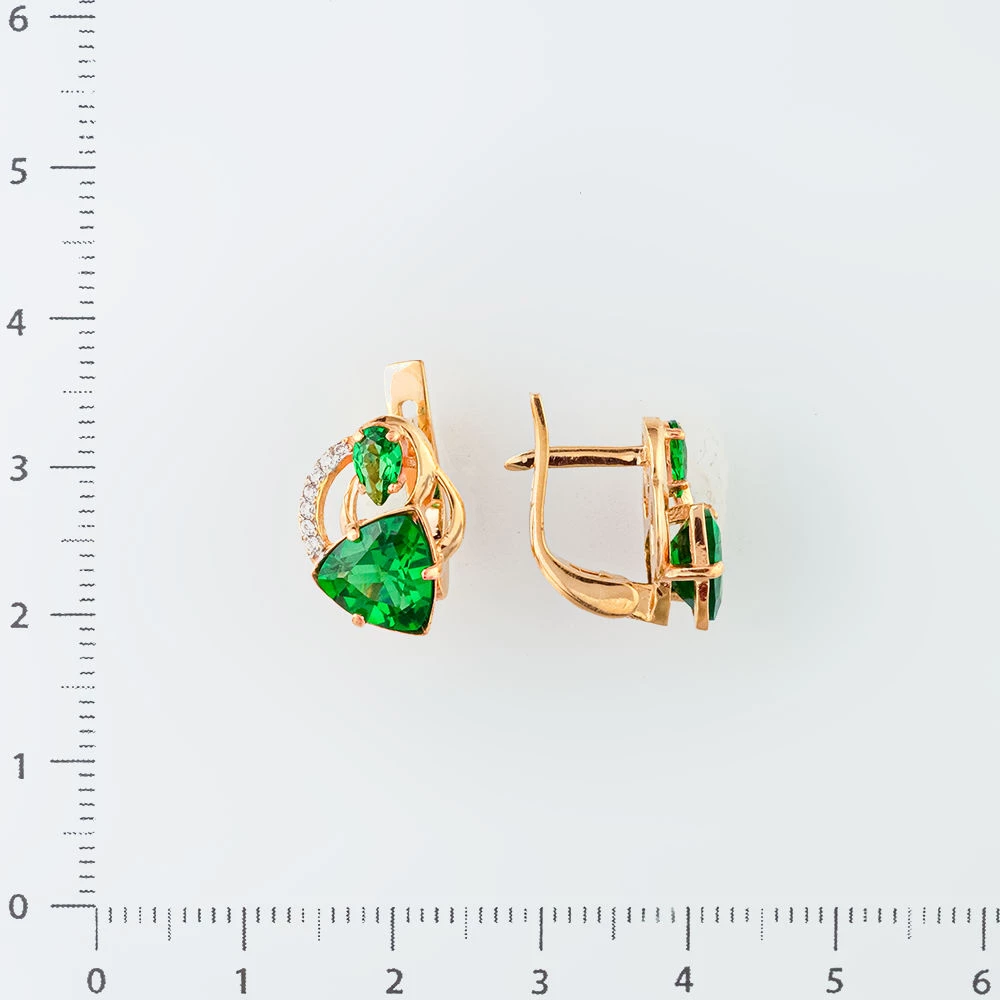 Серьги с ситаллом из красного золота 585 пробы