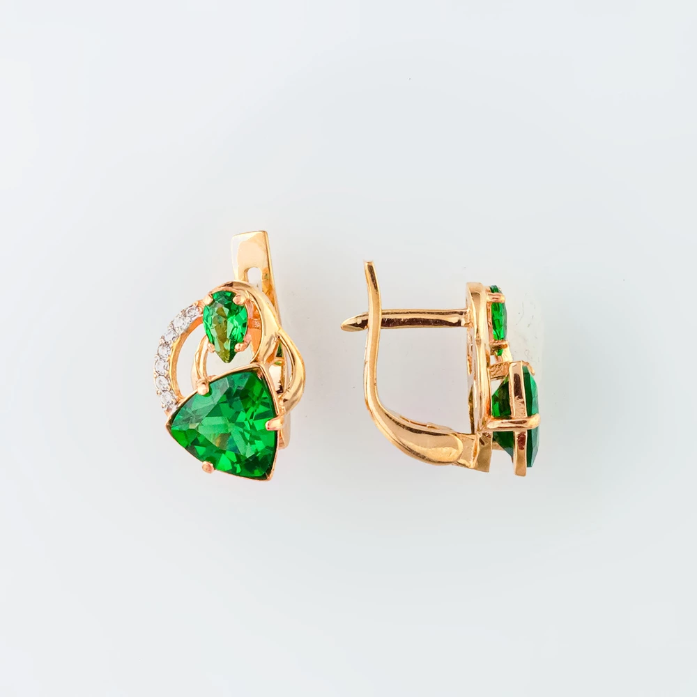 Серьги с ситаллом из красного золота 585 пробы