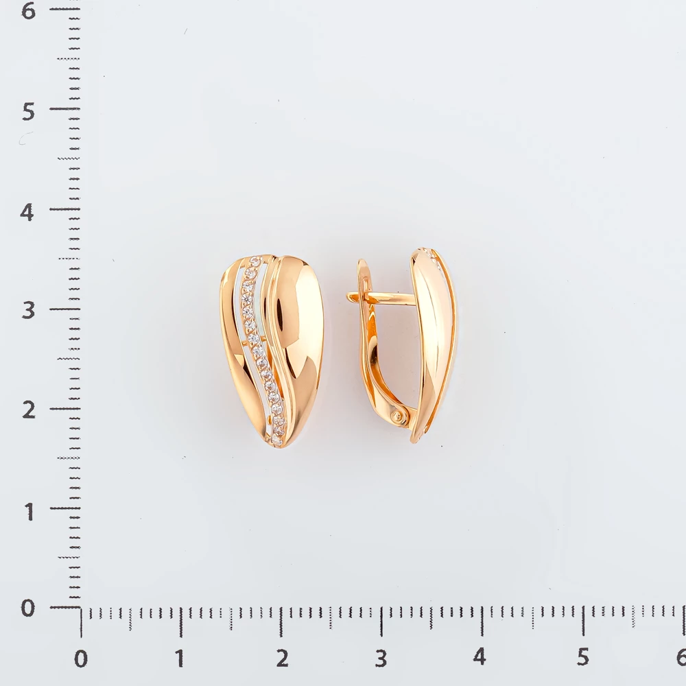 Серьги с фианитом из красного золота 585 пробы