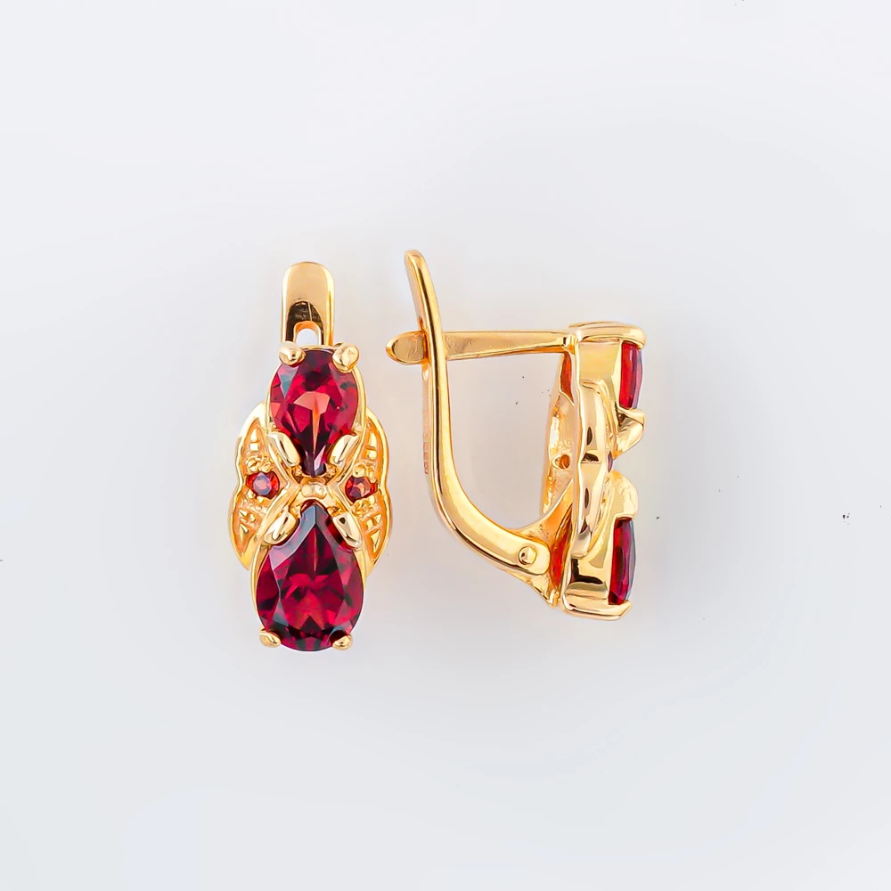 Серьги с ситаллом из красного золота 585 пробы