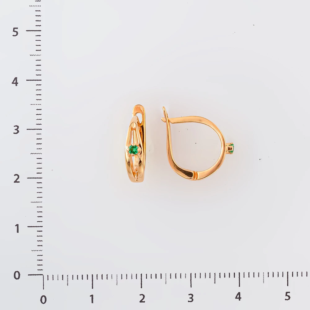 Серьги с изумрудом из красного золота 585 пробы