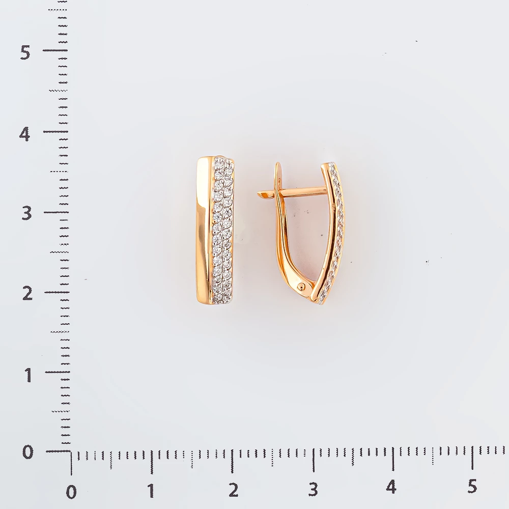 Серьги с фианитом из красного золота 585 пробы