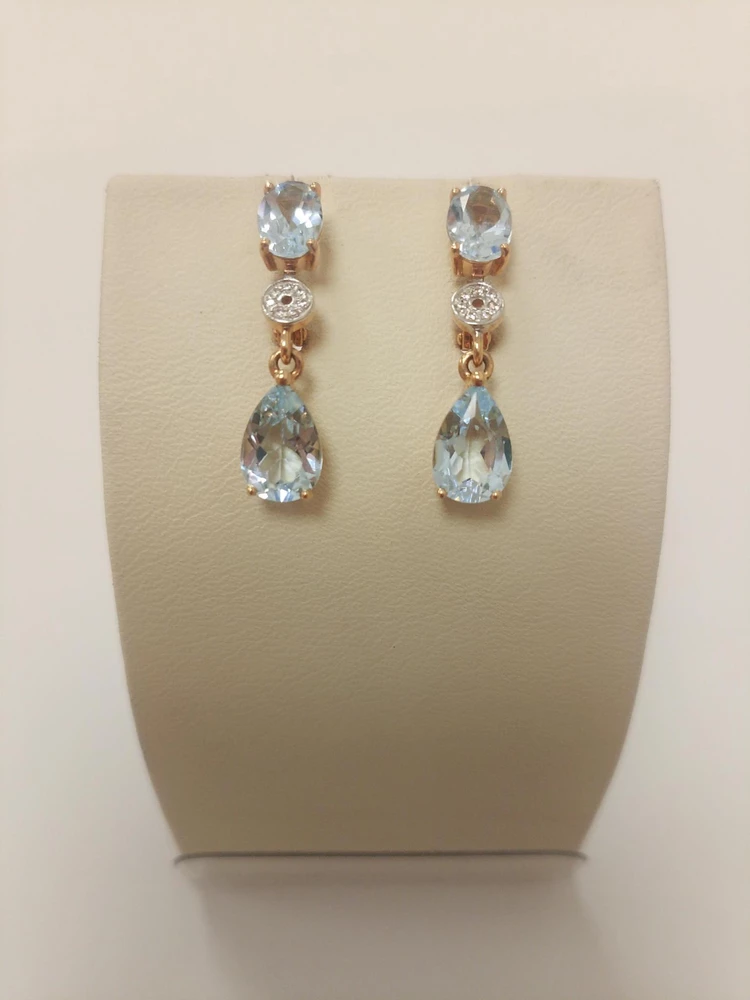 Серьги с топазом из красного золота 585 пробы