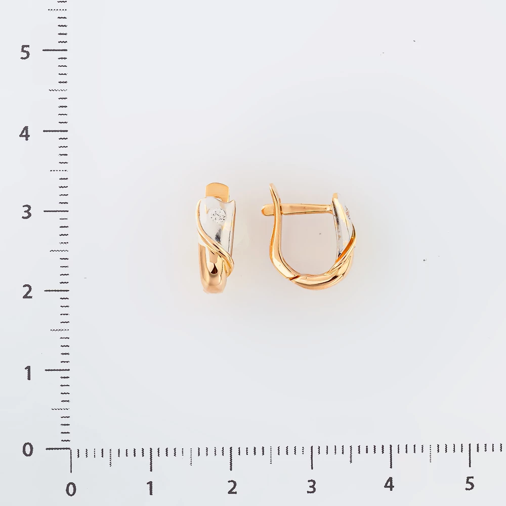 Серьги с фианитом из красного золота 585 пробы