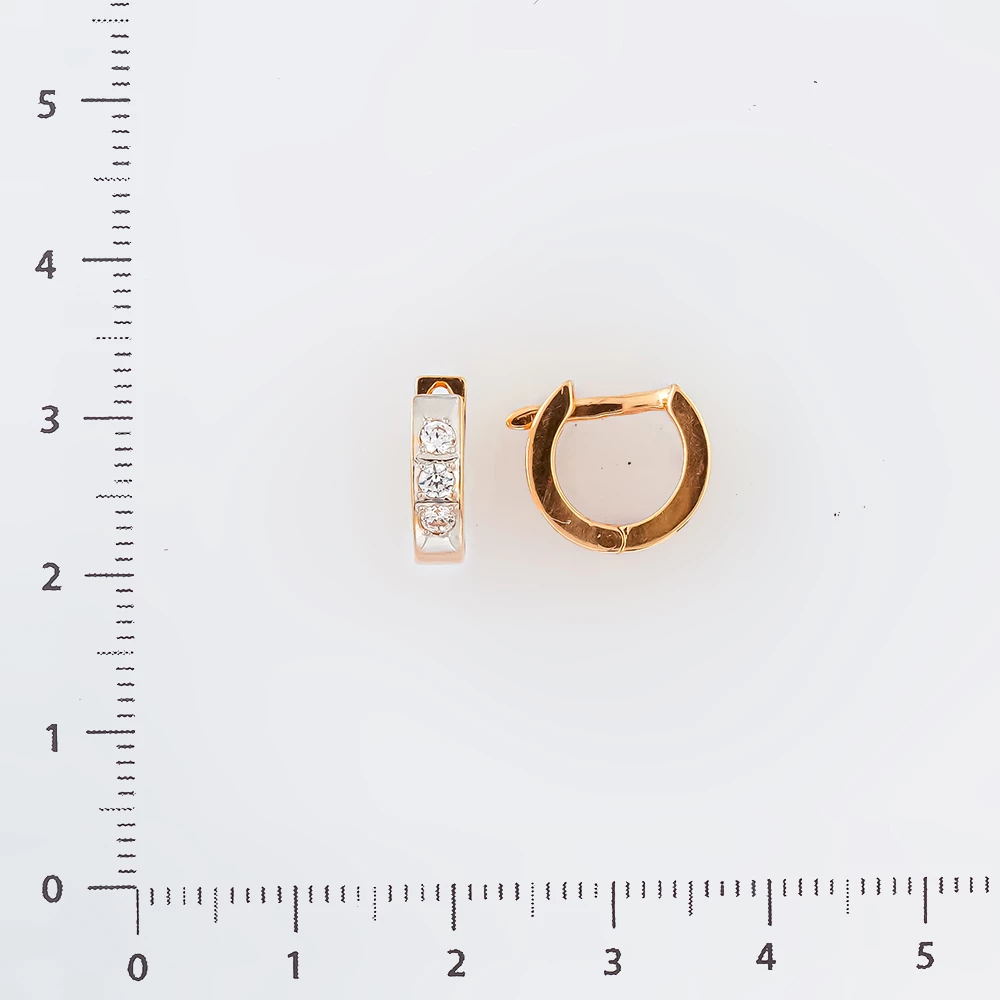Серьги с фианитом из красного золота 585 пробы