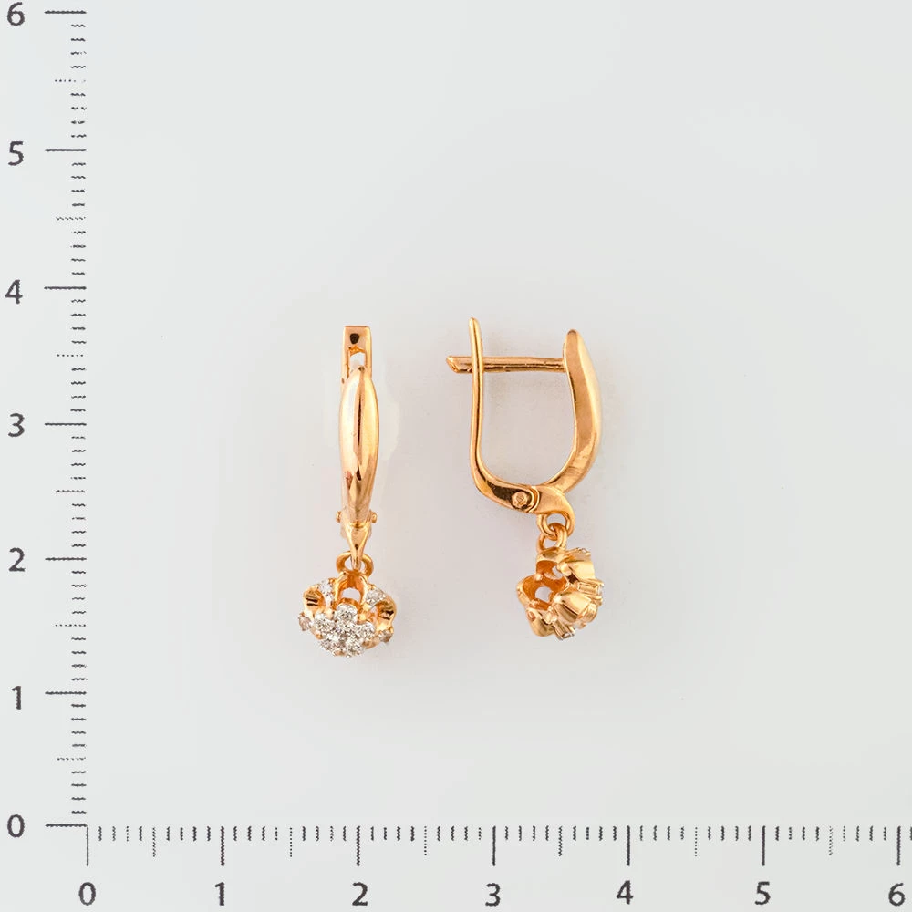 Серьги с бриллиантом из красного золота 585 пробы