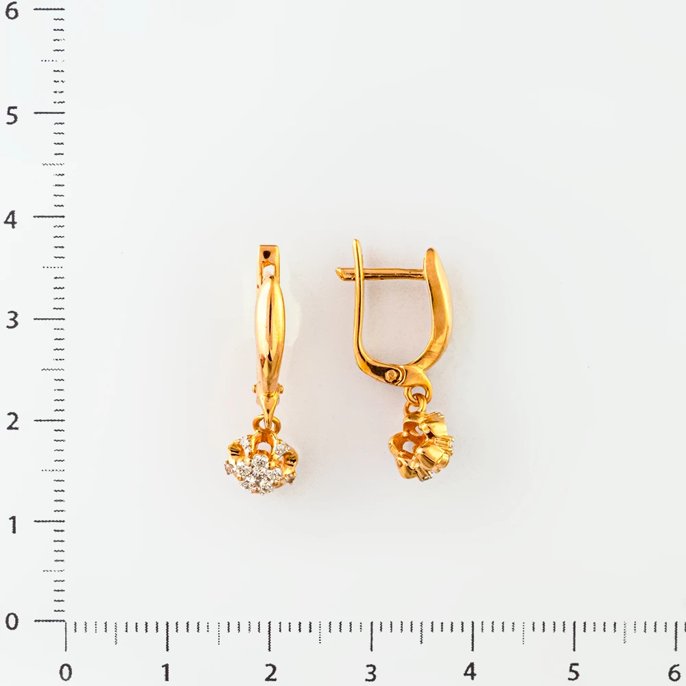 Серьги с бриллиантом из красного золота 585 пробы