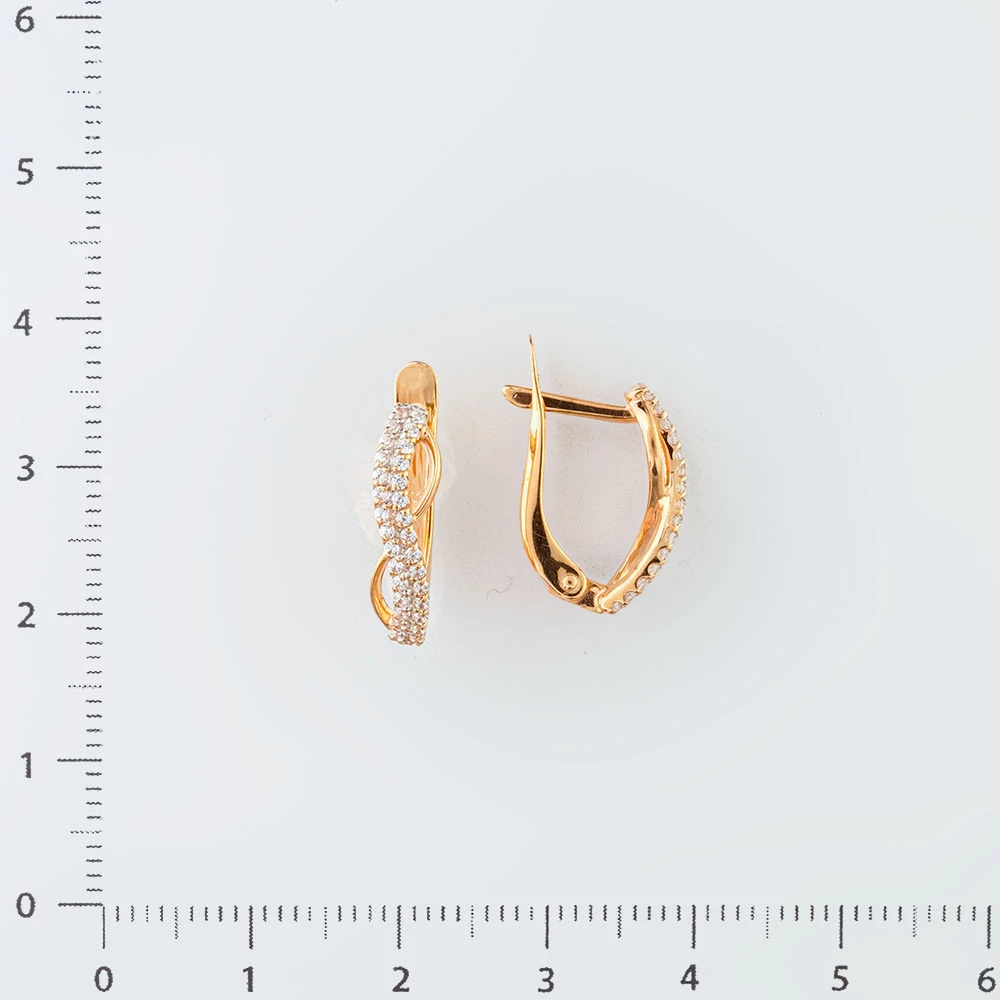 Серьги с фианитом из красного золота 585 пробы