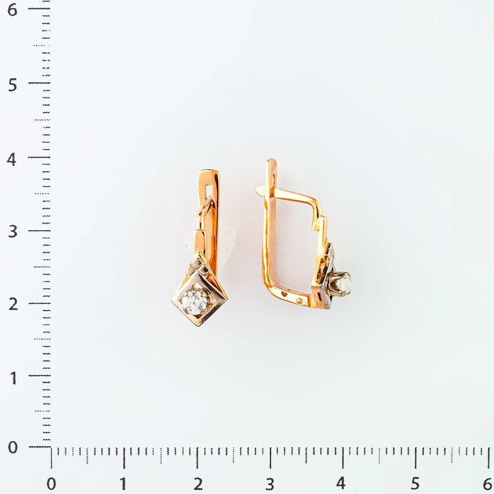 Серьги с фианитом из красного золота 583 пробы