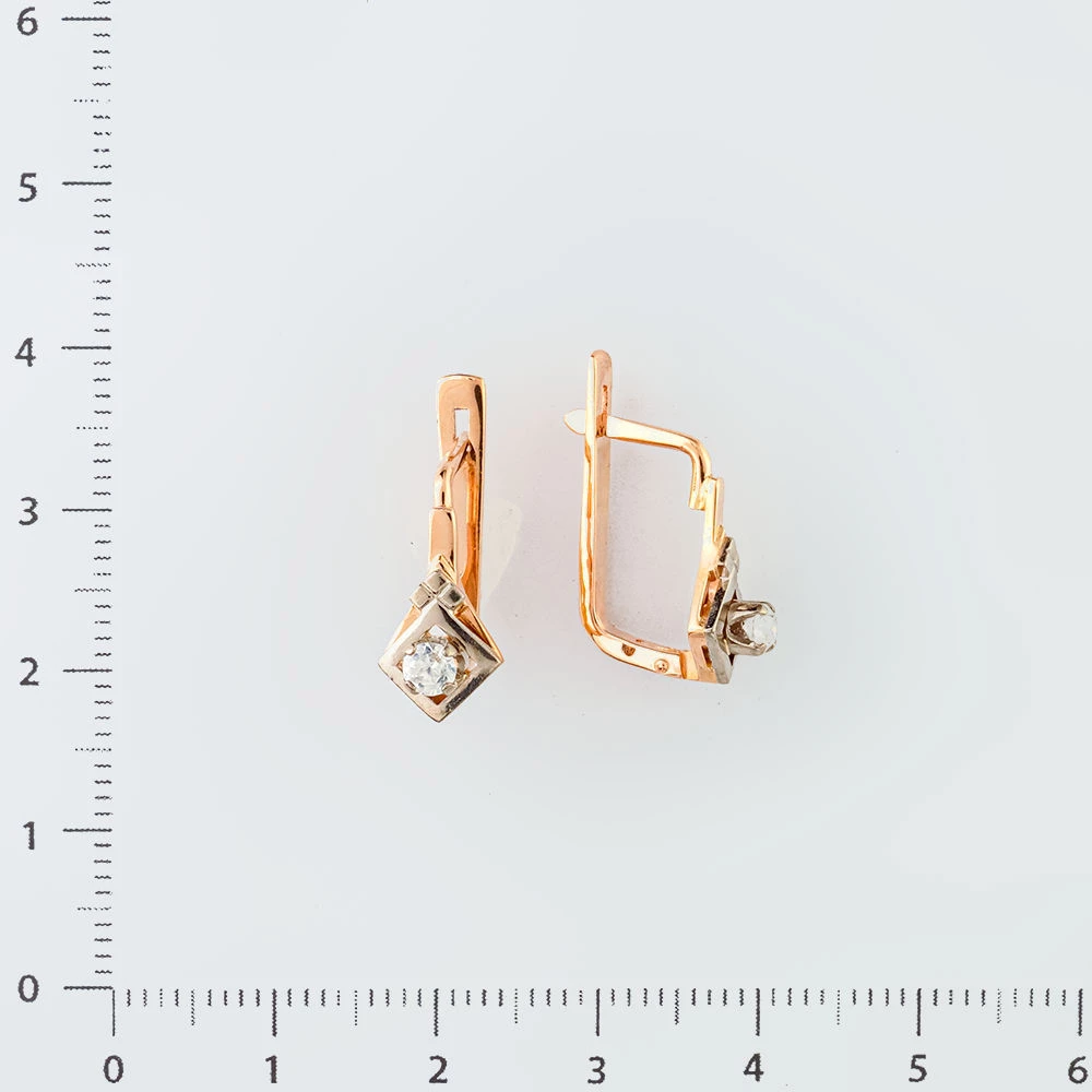 Серьги с фианитом из красного золота 583 пробы