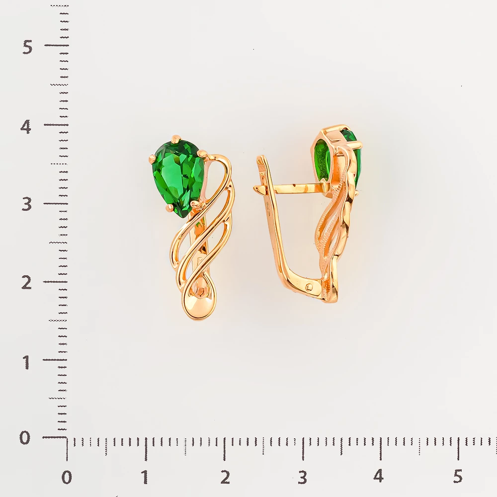 Серьги с ситаллом из красного золота 585 пробы