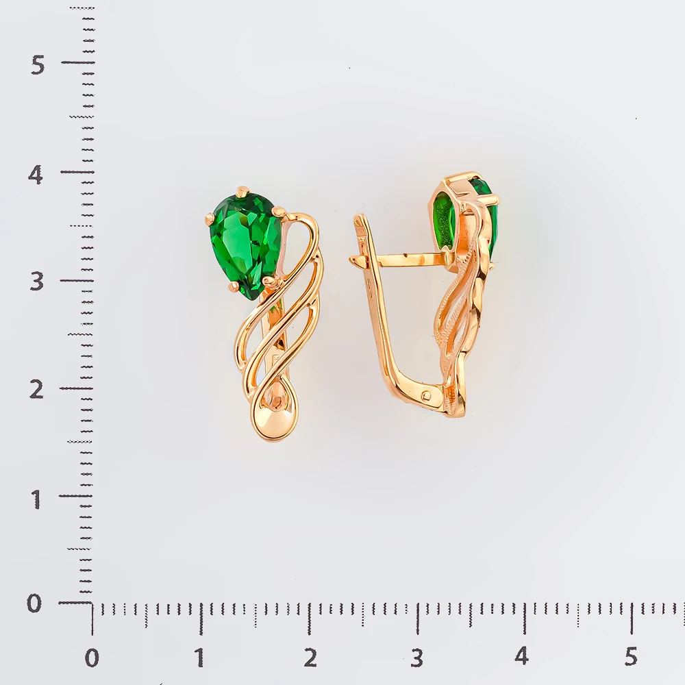 Серьги с ситаллом из красного золота 585 пробы