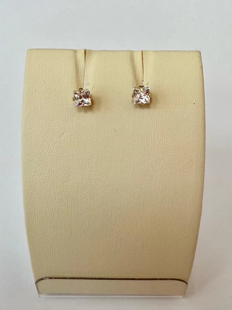 Серьги с фианитом из красного золота 585 пробы