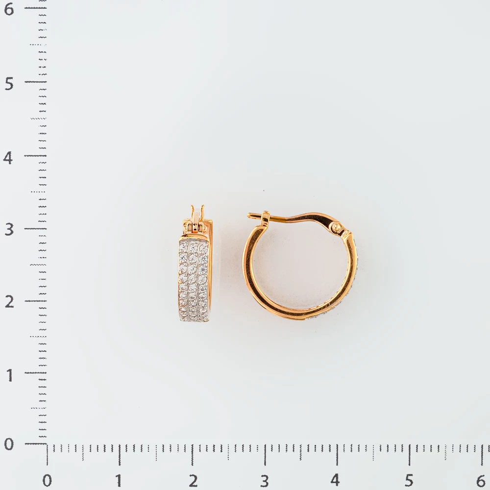 Серьги с фианитом из красного золота 585 пробы