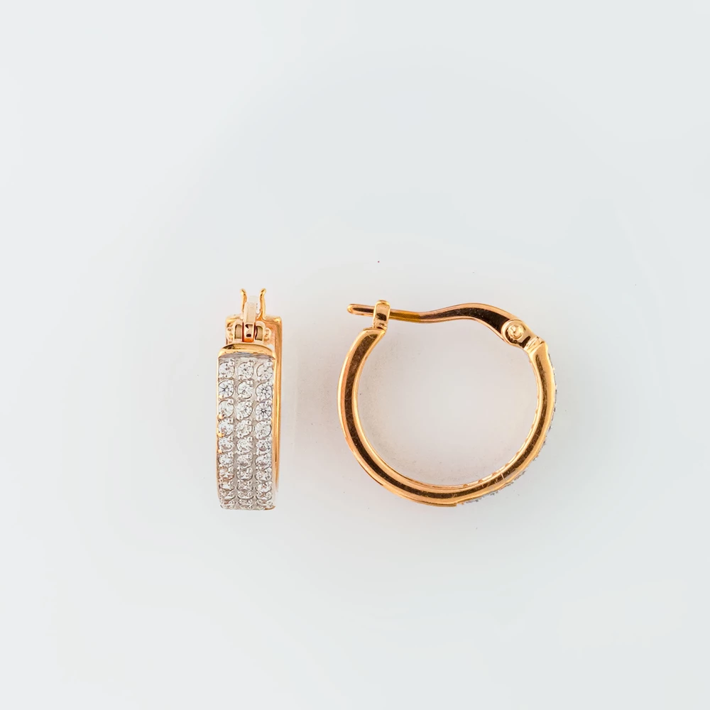 Серьги с фианитом из красного золота 585 пробы